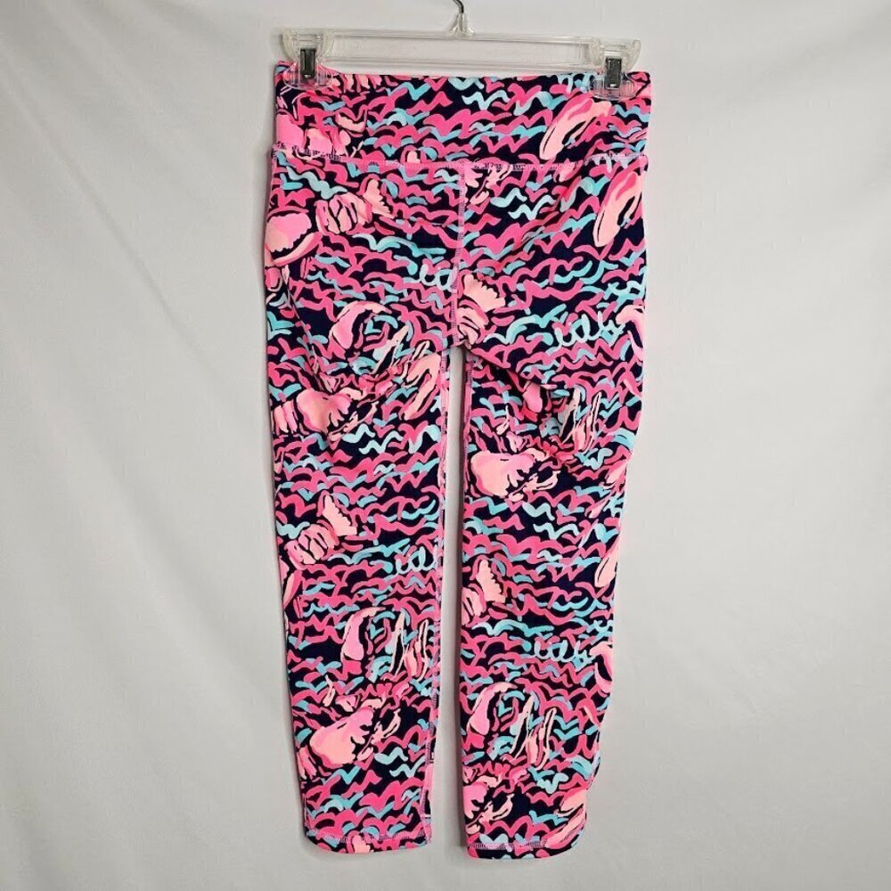 LILLY PULITZER Luxletic Cropped Leggings size XS 2 LOBSTAH ROLL RESORT BLUE PINK - Picture 6 of 6